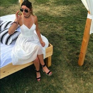 NWT NBD Into the Deep Grid Skirt Midi Dress White